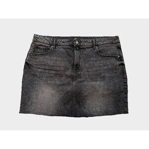 Old Navy Womens Plus Size 18 Black Charcoal Denim Mini Skirt Raw Hem